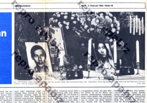Opfer des Mordanschlages der Deutschen Aktionsgruppen vom 22. August 1982 in Hamburg wurden die Vietnamesen Nguyen Ngoc Châu und Dô Anh Lân. Ausschnitt aus die tat Nr.6/1982 v. 5.Februar 1982.